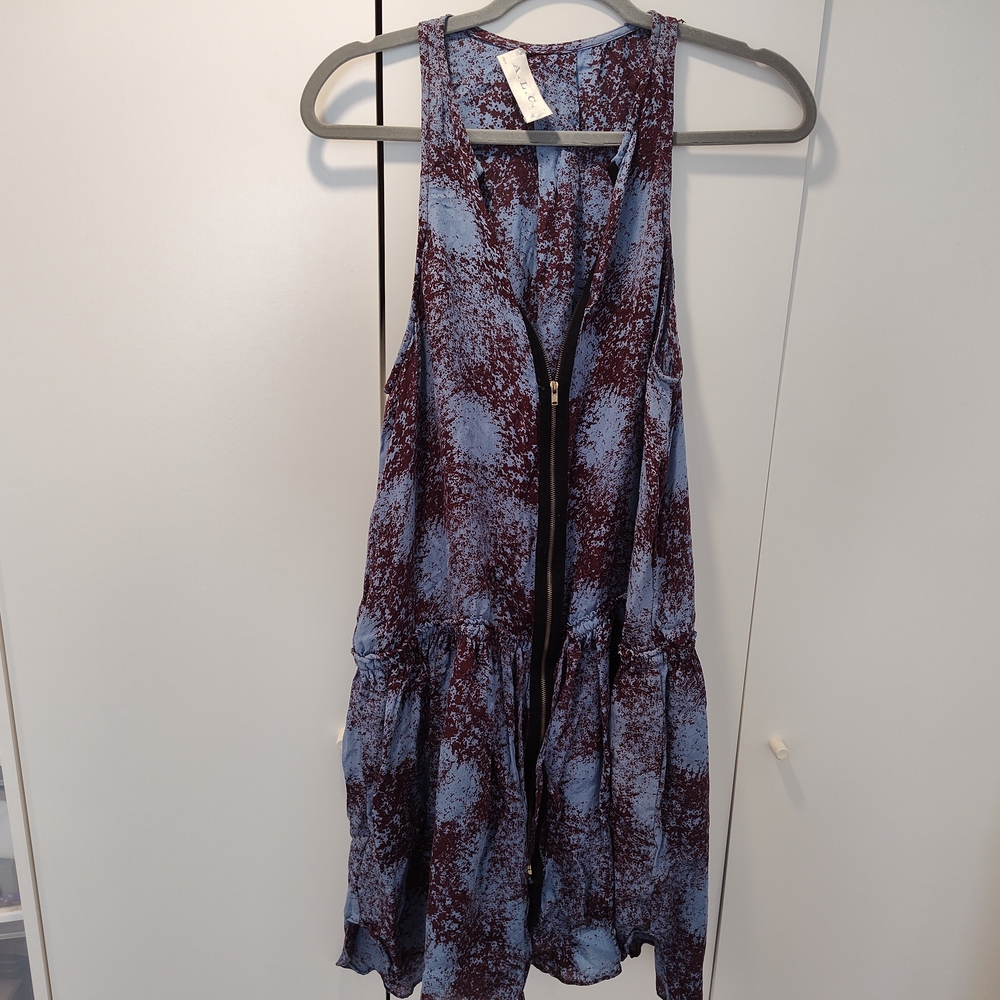 A.L.C. Blue and Maroon Patterned Top